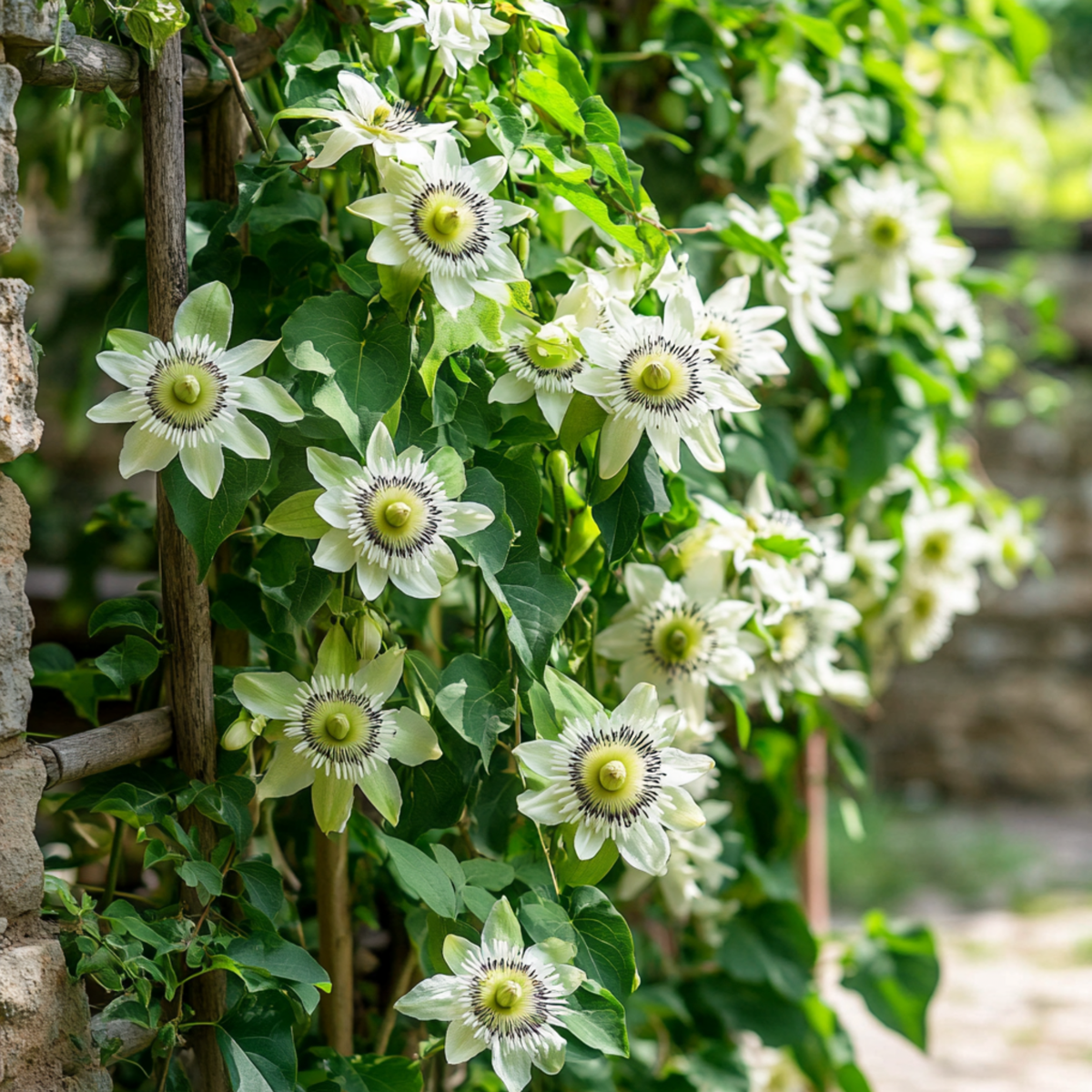 Passiflore - Set de 2 - Passiflora 'Constance Elliott' - H110-120cm - ⌀17cm