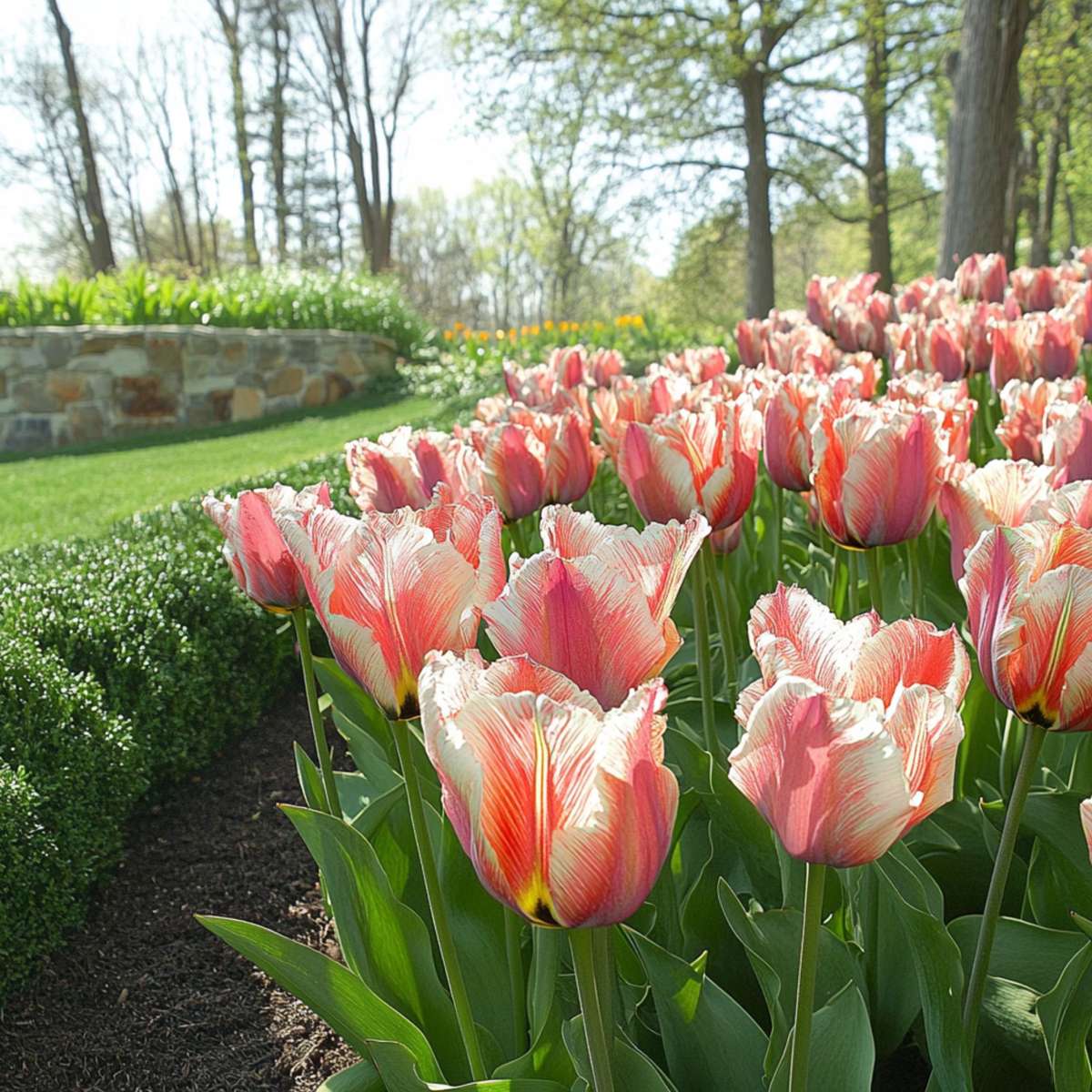 Tulipe - Set de 21 - Tulipa 'Apricot Parrot' - Bulbes à fleurs - Rose