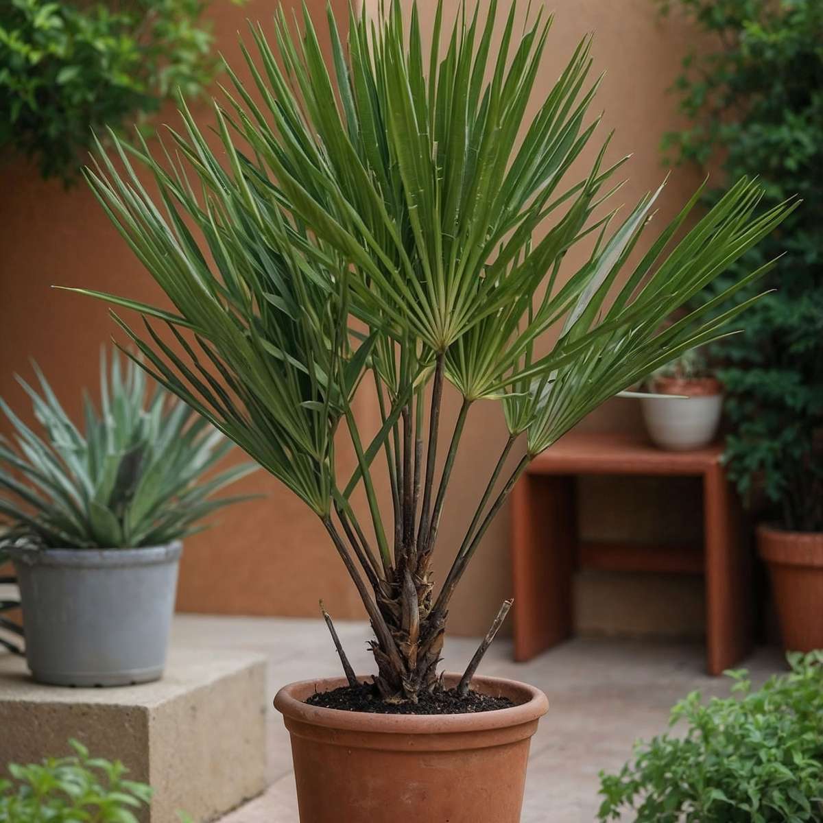 Palmier nain - Set de 2 - Chamaerops humilis - Hauteur 50-60cm - ⌀15cm
