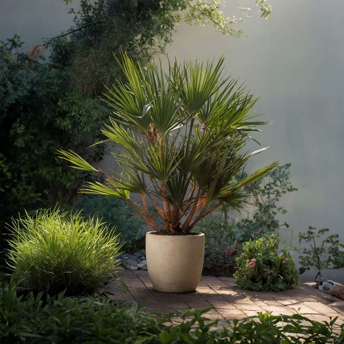 Palmier nain - Set de 2 - Chamaerops humilis - Hauteur 70-80cm - ⌀21cm