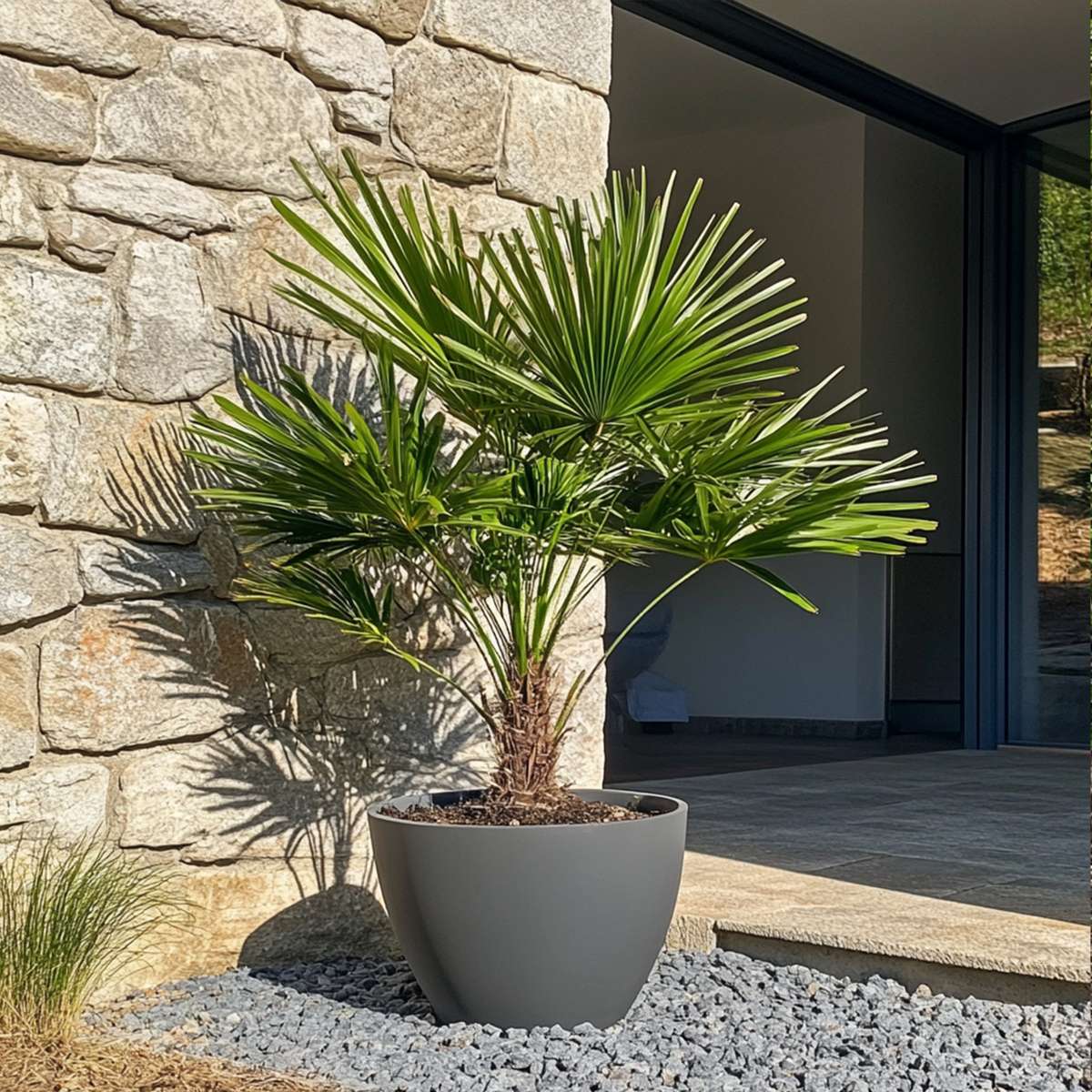 Palmier nain - Set de 2 - Chamaerops humilis - Hauteur 70-80cm - ⌀21cm