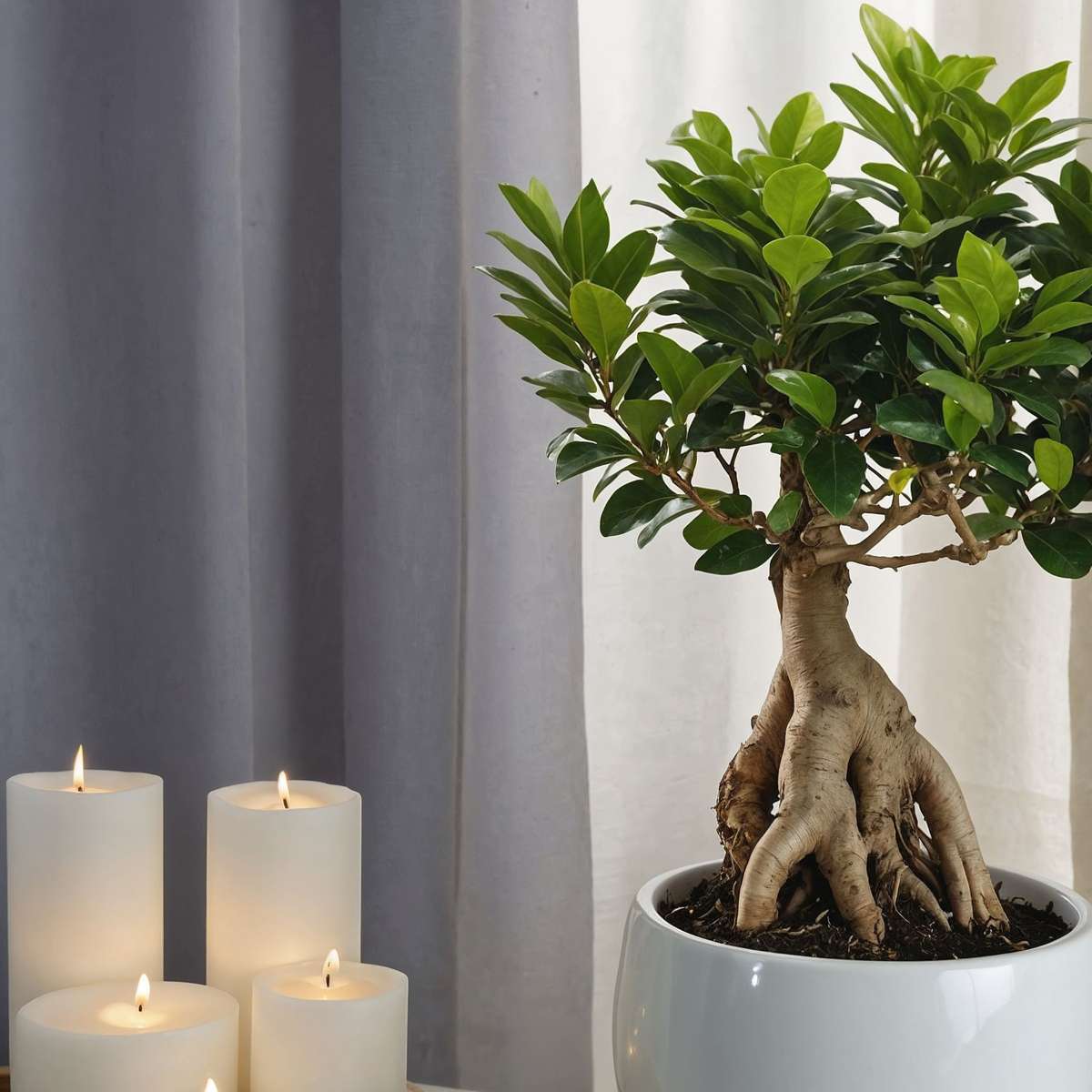Bonsaï - Set de 2 - Ficus microcarpa - Hauteur 35-40cm - ⌀15cm - TD Plantz
