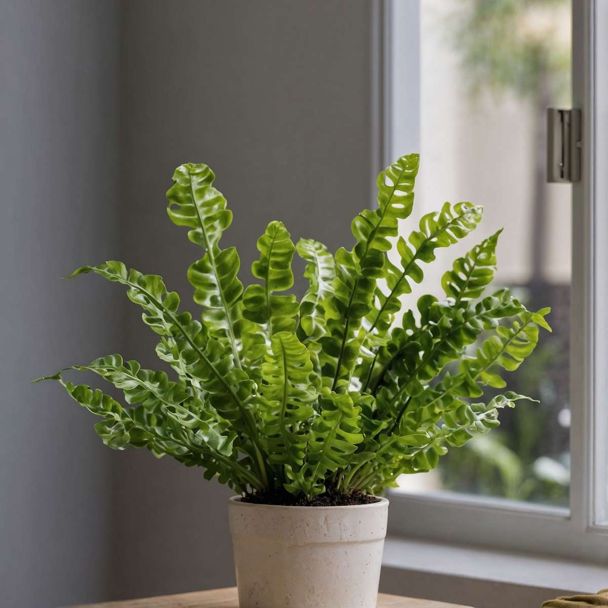 Fougère nid d'oiseau - Asplenium nidus 'Crispy Wave' - Hauteur 40-50cm - ⌀17cm - TD Plantz