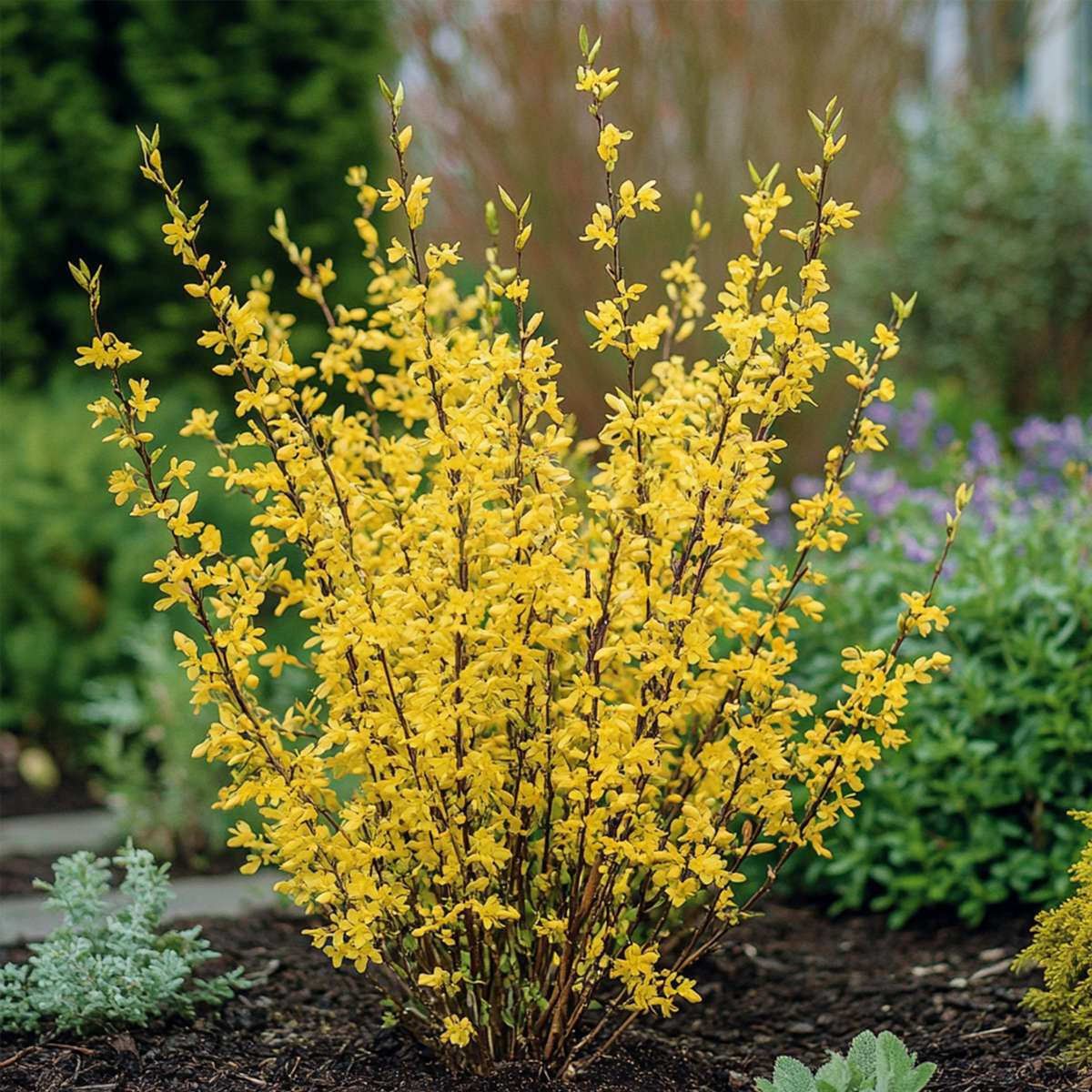 Floraison printemps - Set de 4 - Forsythia 'Minigold' - Hauteur 25-40cm - ⌀17cm