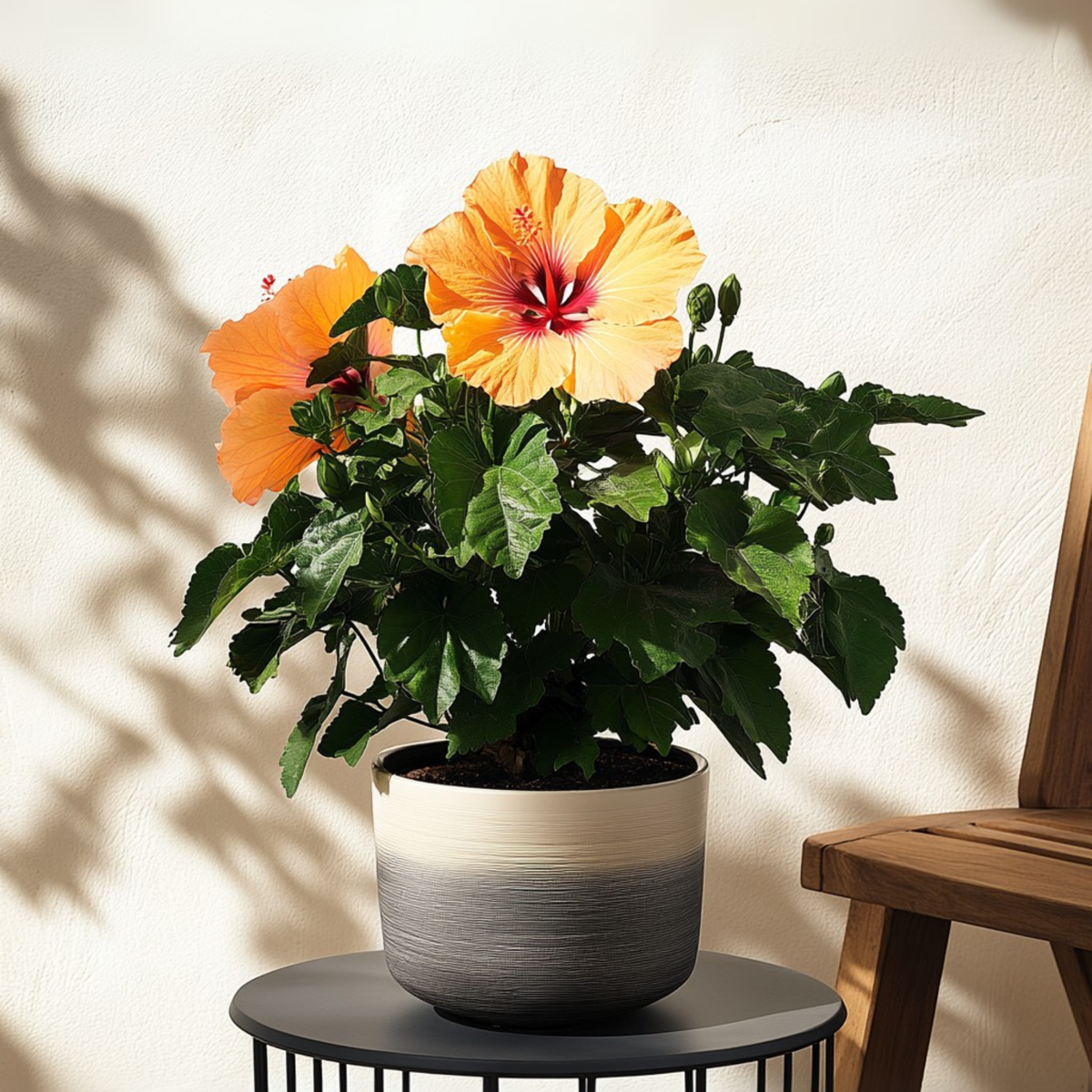 Rose de Chine - Hibiscus rosa-sinensis - Orange - Hauteur 40-50cm - ⌀17cm