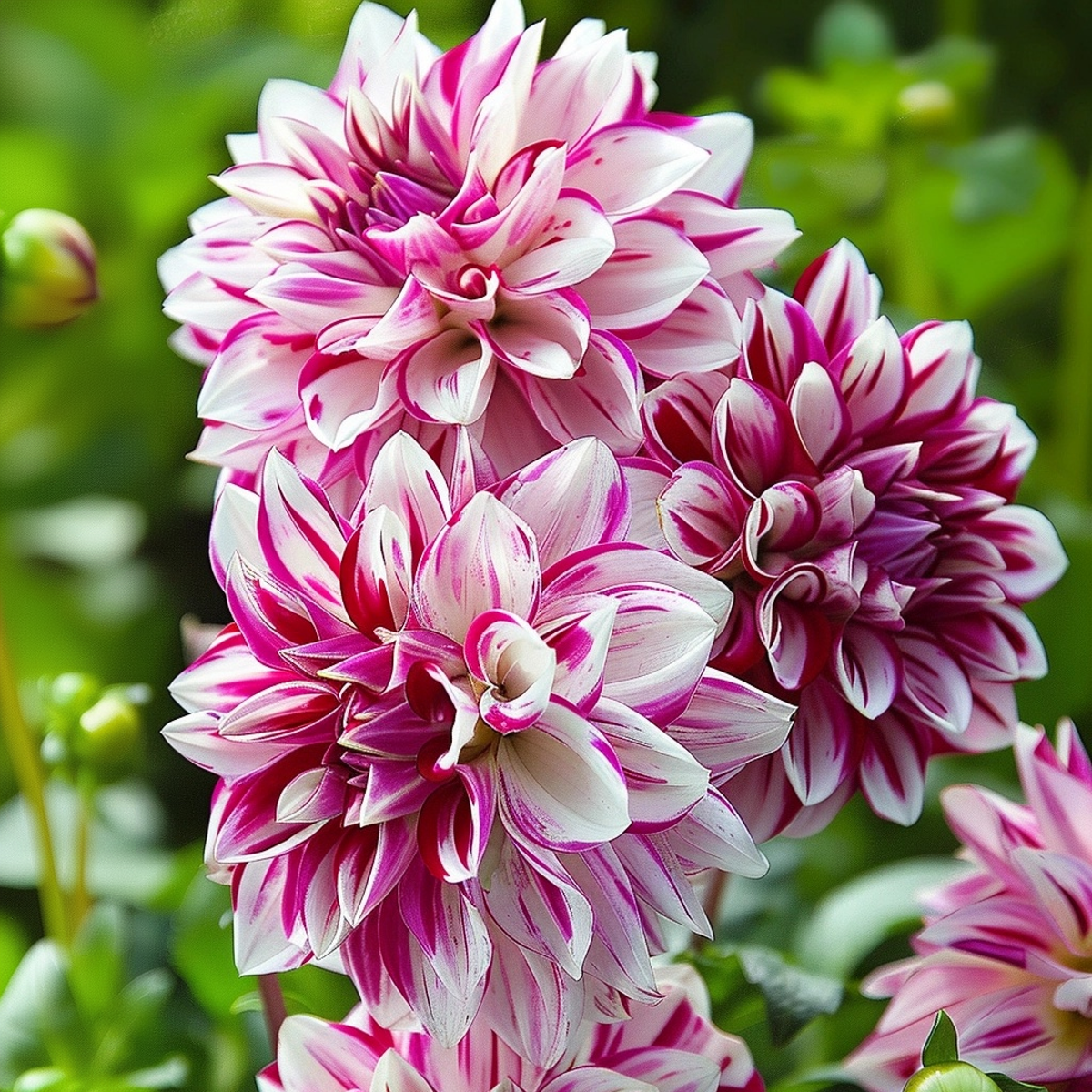 Dahlias - Set de 3 - Dahlia 'Bristol Stripe' - Bulbes à fleurs - Rose