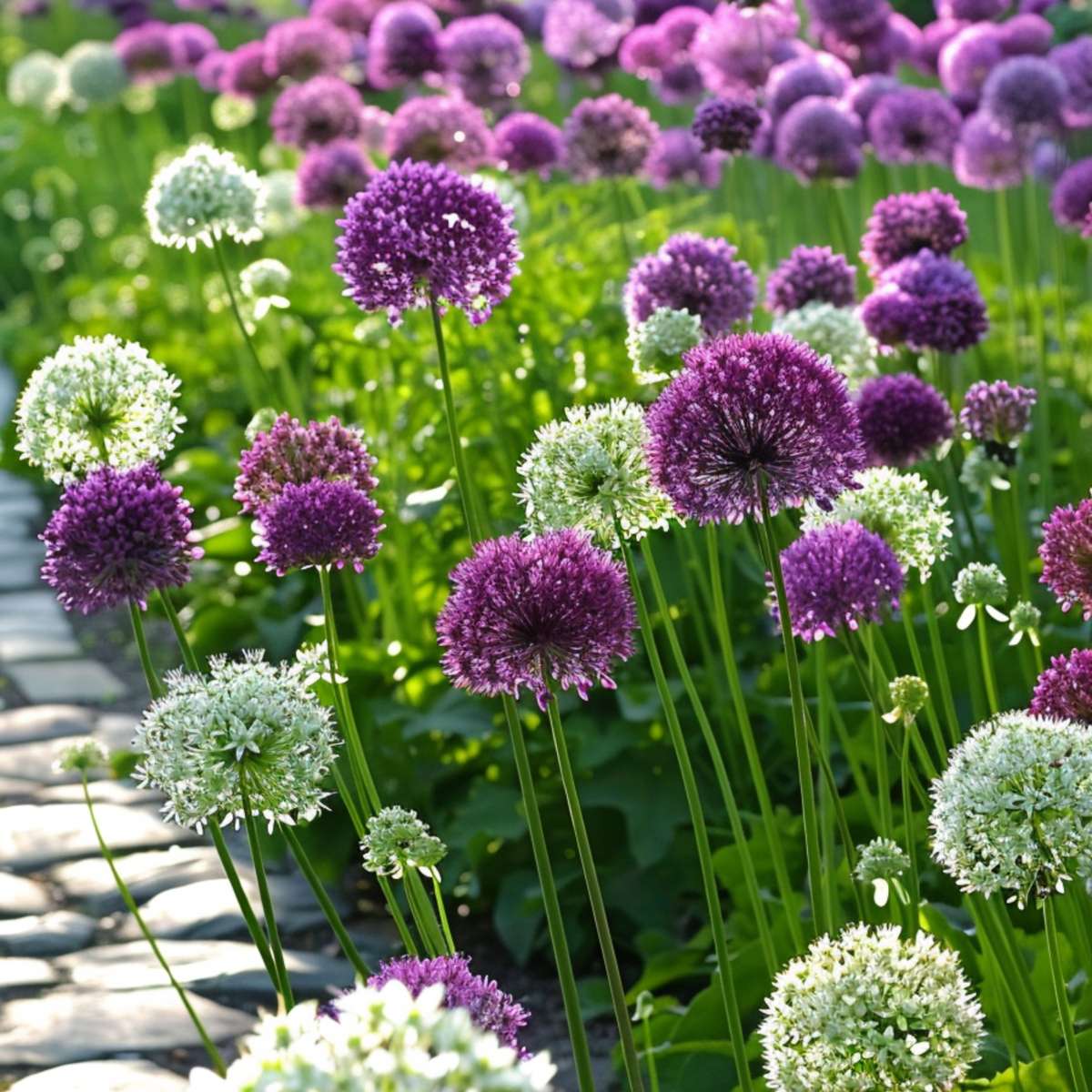 Ail - Set de 15 - Allium 'Purple, 'White' - Bulbes à fleurs - Violet