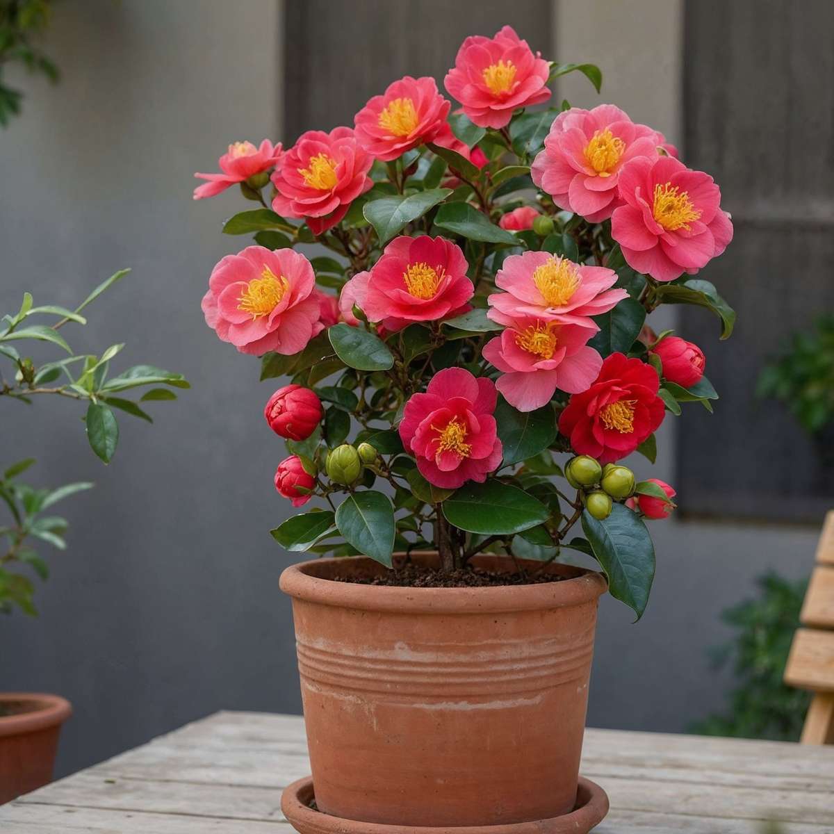 Camélia - Set de 4 - Camellia japonica 'Lady Campbell' - Hauteur 60-70cm - ⌀19cm - TD Plantz